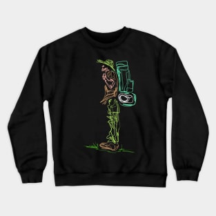 Line Design Lineart Backpacker On Camping Crewneck Sweatshirt